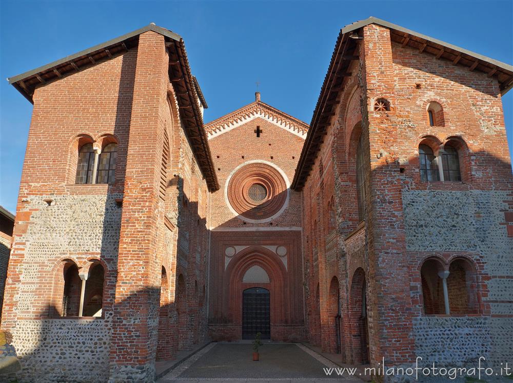 San Nazzaro Sesia (Novara, Italy) - Facade of the church of the Abbey of the Saints Nazario and Celso